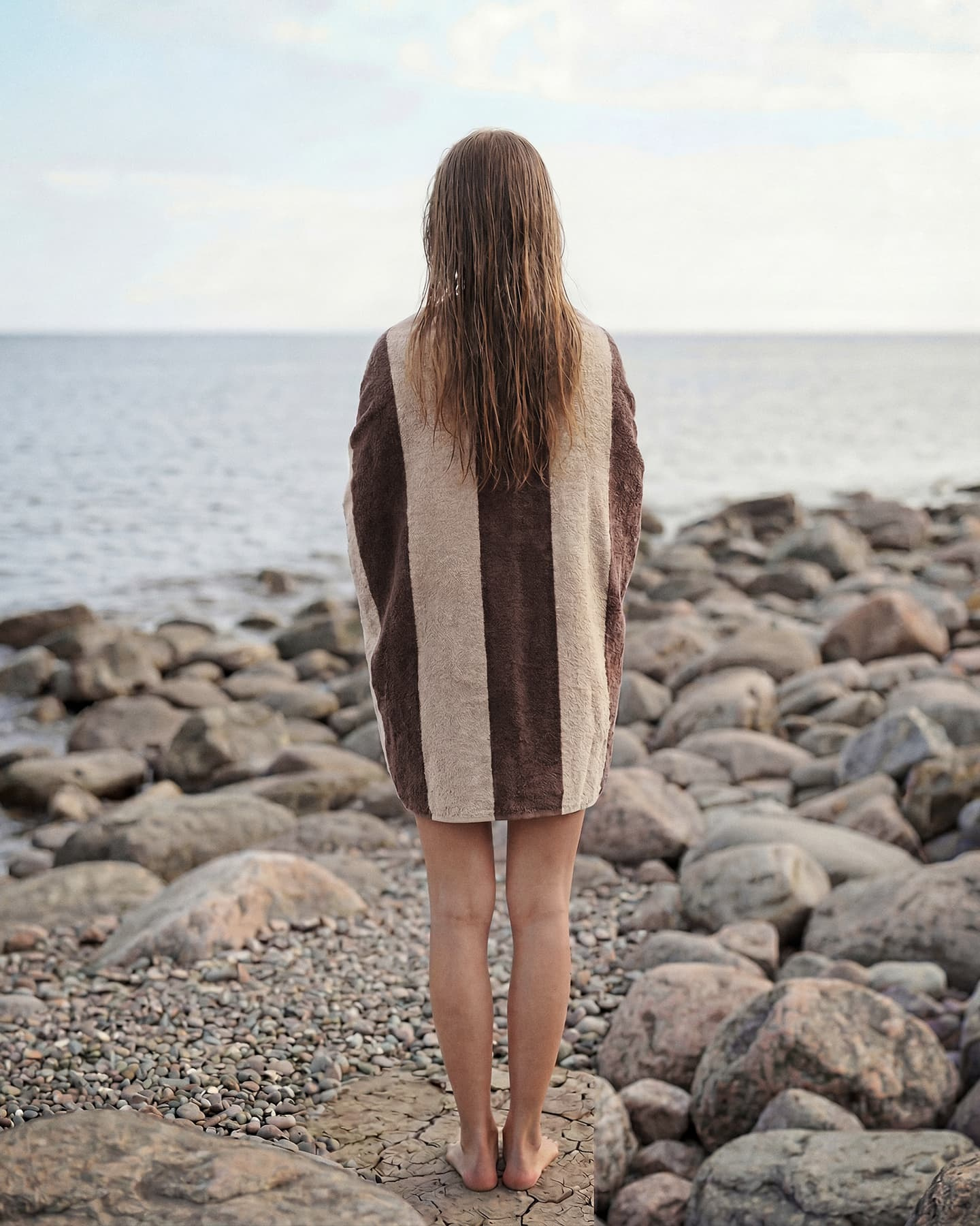 Badetuch Vinda - Seashell Beige / Deep Taupe